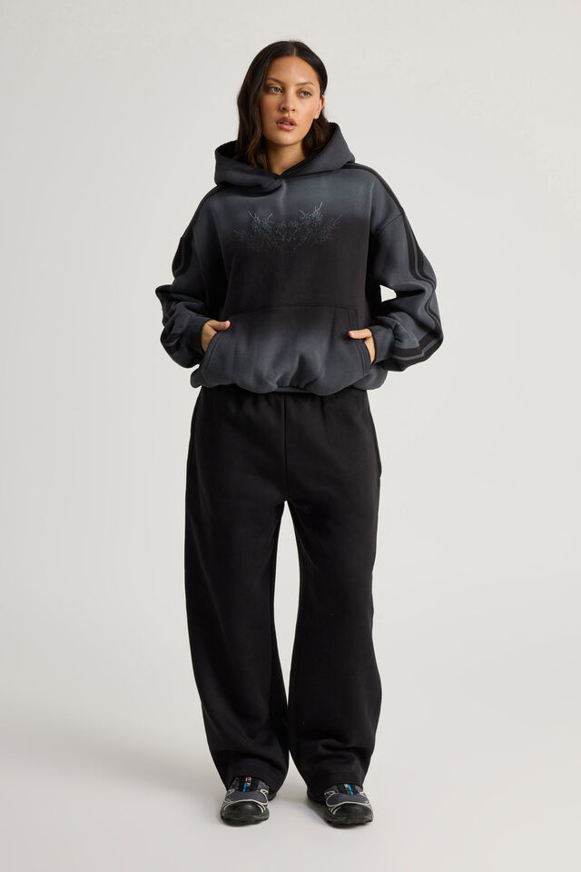 Notion Boxy Hoodie, NTN WASHED BLACK/GOTHIC SPRAY