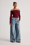 Shay Off Shoulder Long Sleeve Top, CHERRY LACQUER - alternate image 2