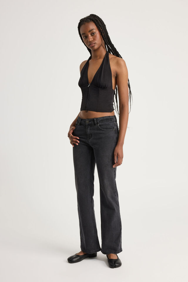 Jamie Lowrise Bootleg Jean, WOLF WORN BLACK