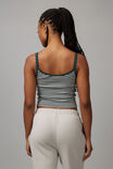 Lace Trim V Neck Tank, IVY GREEN / DOVE GREY STRIPE - alternate image 3