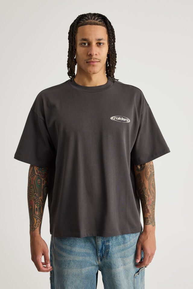 Heavyweight Box Fit Nfl Tshirt, LCN NFL SLATE/RAIDERS STEEL