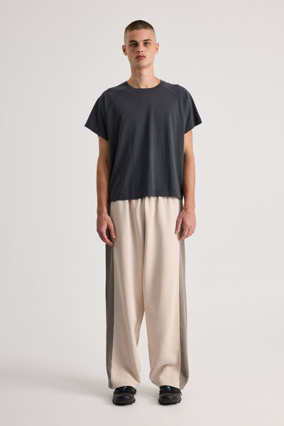 Half Half Baggy Trackpant, HH WASHED BEIGE/PANELLED Y2K