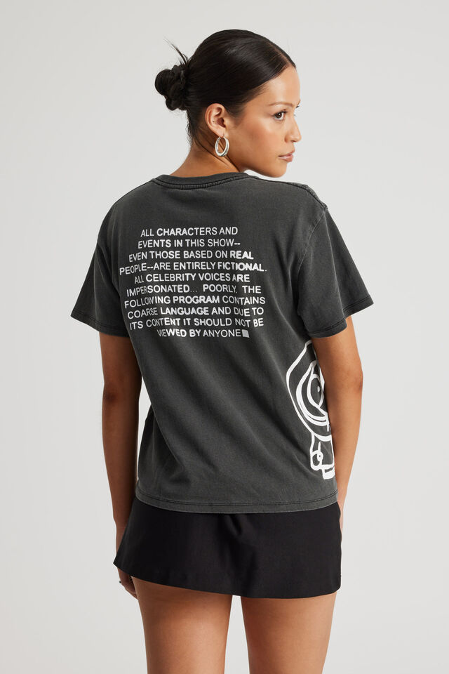 South Park Regular Tshirt, LCN SOU WASHED BLACK/HALF HALF SILHOUETTE