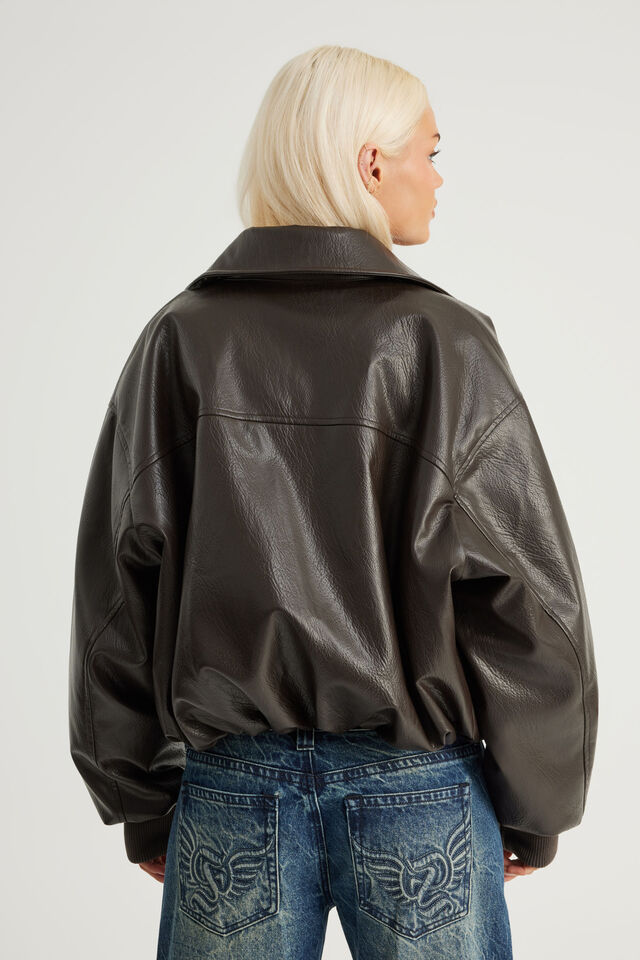 Bowery Padded Faux Leather Jacket, BRUNE