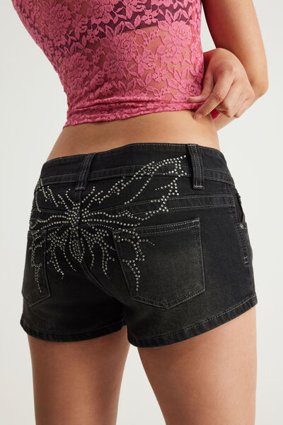 Tumblr Super Low Booty Short, BURNOUT BLACK/BUTTERFLY