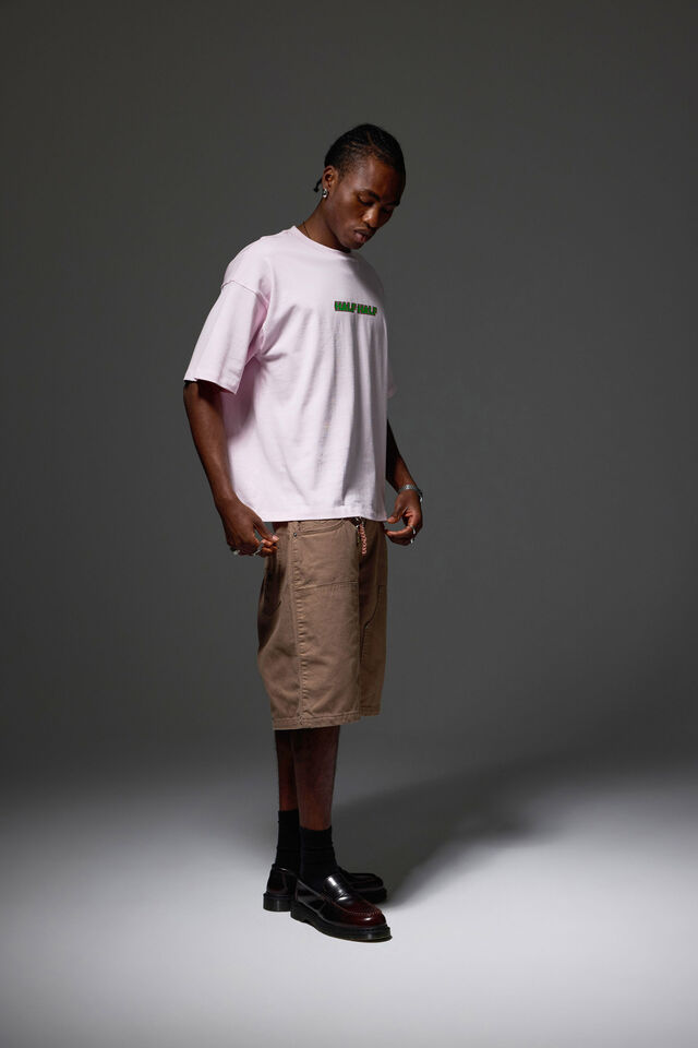 Half Half Classico Denim Short, WASHED BROWN CANVAS