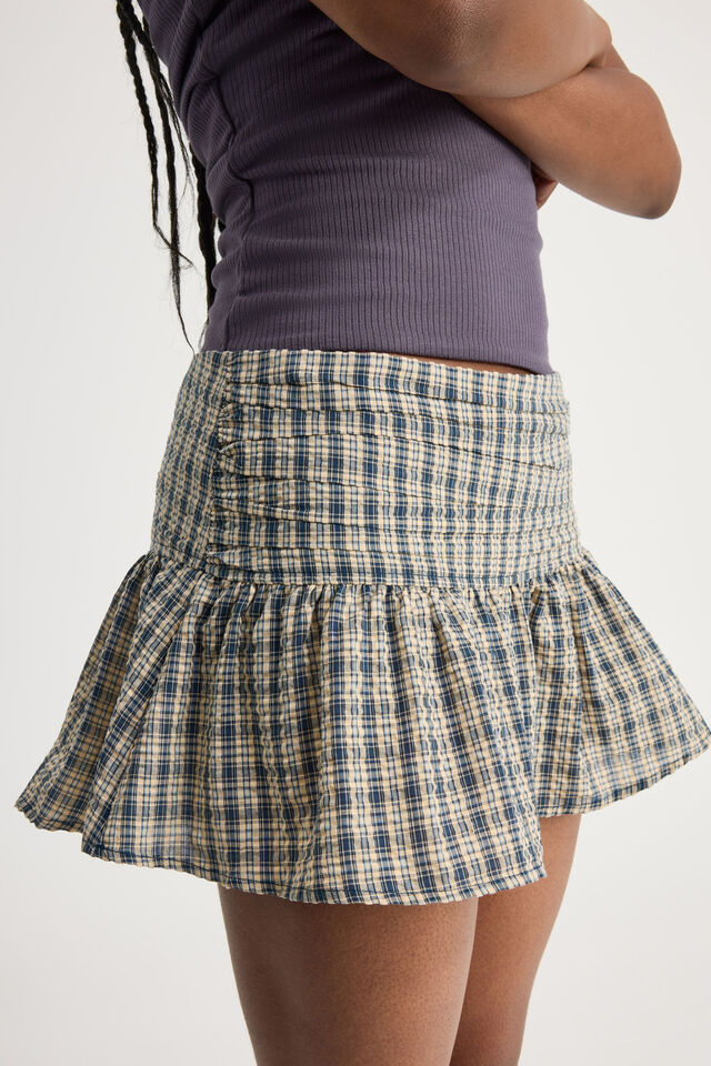 Yasmin Gathered Skirt, HARBOR CHECK