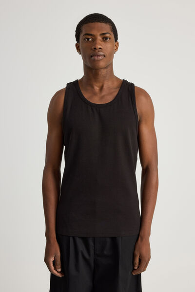 Authentics Rib Tank Top, BLACK