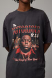 Oversized Music Merch T Shirt, LCN MT WASHED BLACK/BIGGIE KING OF NY - alternate image 4