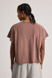 Boxy Cropped Raglan Tshirt, WASHED CACAO - alternate image 3