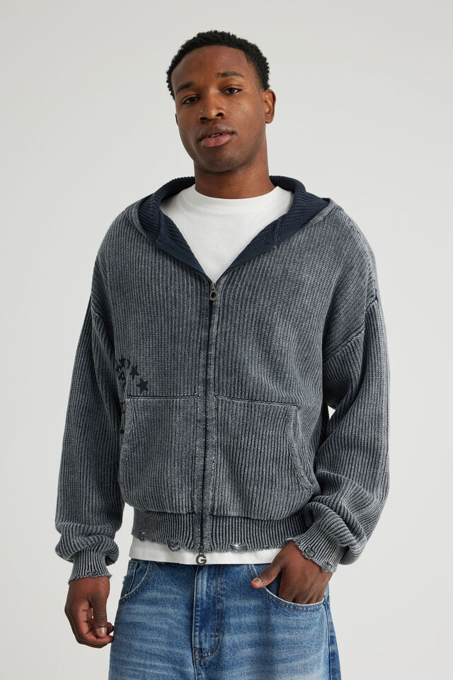 Open Gallery Knit Zip Through, OG SEAL/ETERNITY