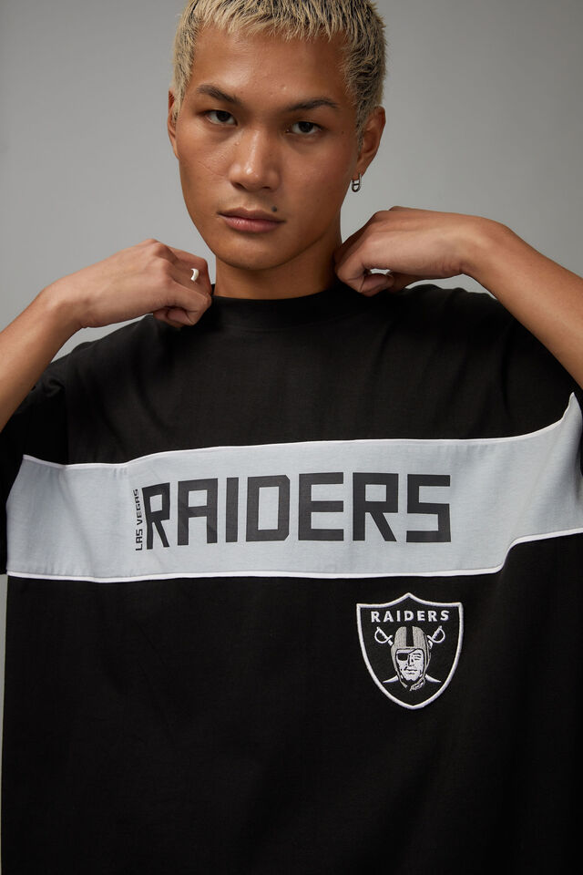 Oversized Nfl T Shirt, LCN NFL PANELLED BLACK GREY/RAIDERS