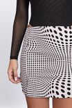 Double Split Mini Skirt, LAVA DOT_BROWN MUSHROOM