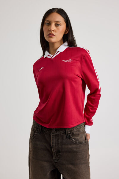 Long Sleeve Fitted Sports Jersey, CRANBERRY JUICE/SPORTS & REC