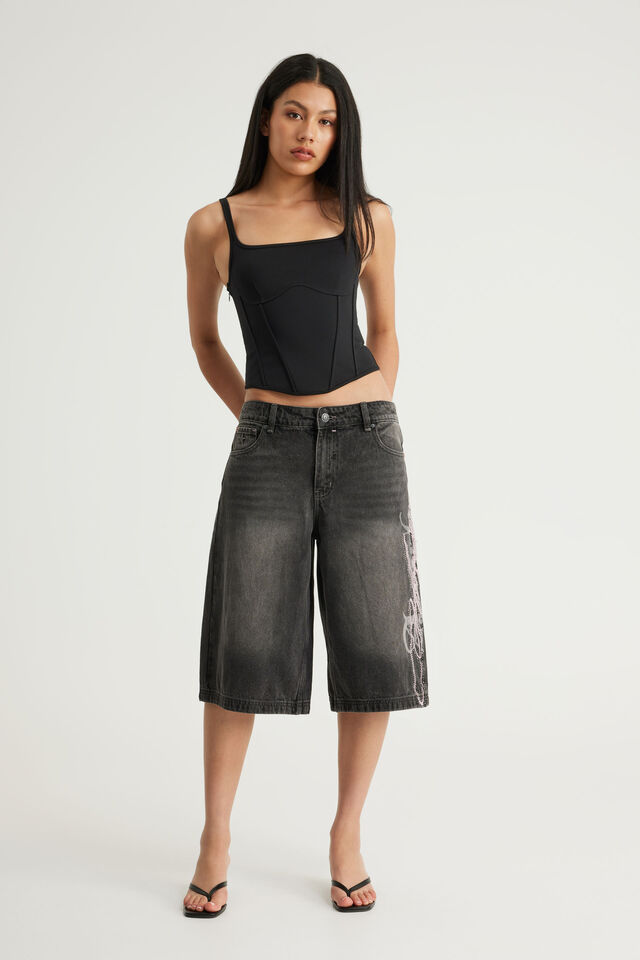 Romy Baggy Jort, DEADSTOCK BLACK/ANGELIC