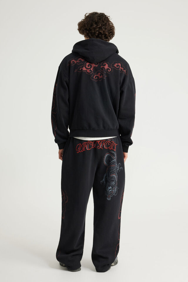 Baggy Trackpant, NTN WASHED BLACK/DRAGON