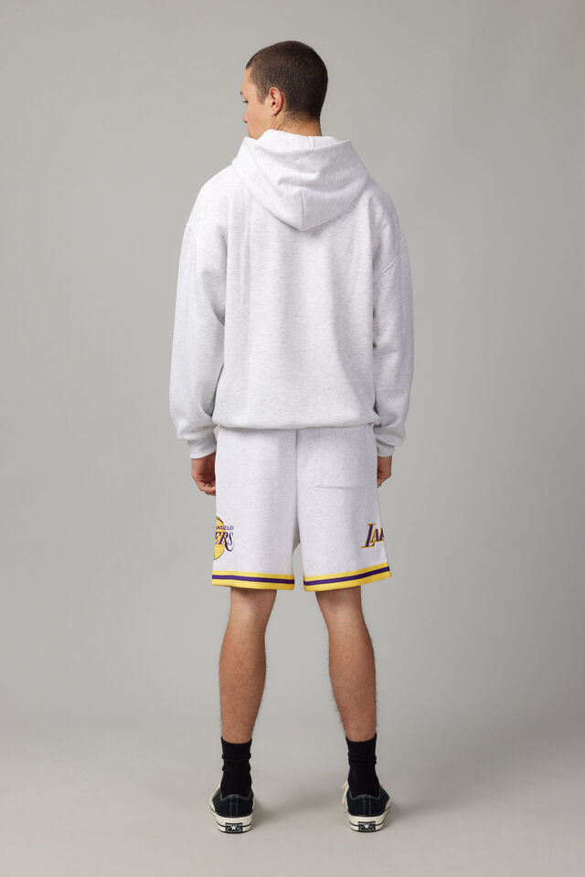 Nba Hype Fleece Short, LCN NBA SILVER MARLE/LAKERS TIPPED