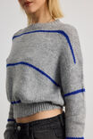 Bailey Stripe Knit Crew, GREY MARLE/ELECTRIC BLUE STRIPE - alternate image 4
