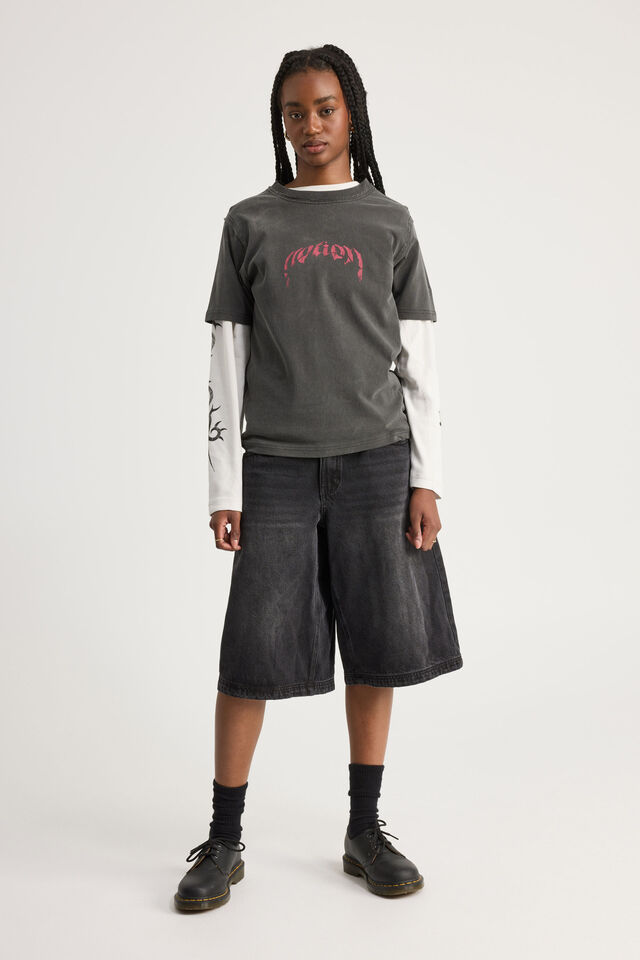 Notion X Smolbrat Slim Fit Tshirt, WASHED BLACK/SMOLBRAT BREAK FREE
