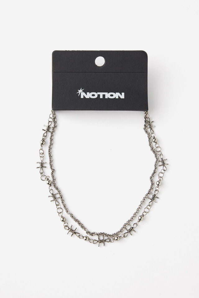 Notion Barbwire Necklace, SILVER
