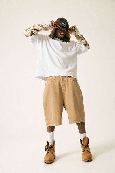 Open Gallery Baggy Denim Short, WASHED SAND