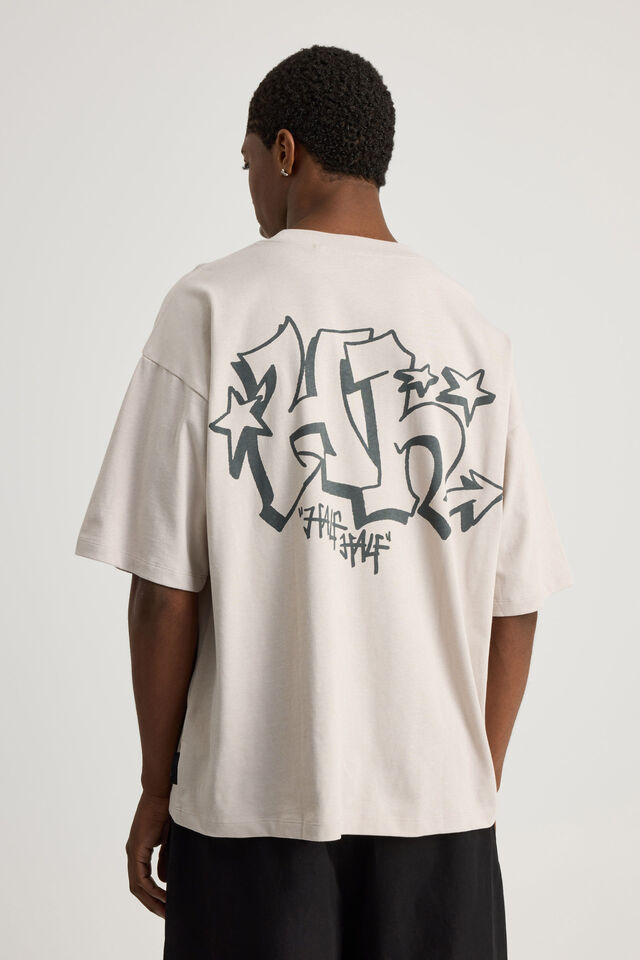 Cartoon Network X Half Half Box Fit Tshirt, LCN WB PEBBLE/ED EDD EDDY GRAFITTI