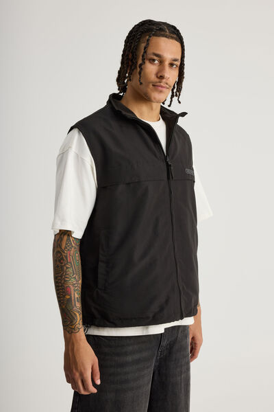 Half Half Reversible Vest, BLACK