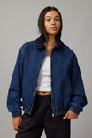 Milly Denim Bomber Jacket, DARK DENIM - alternate image 3