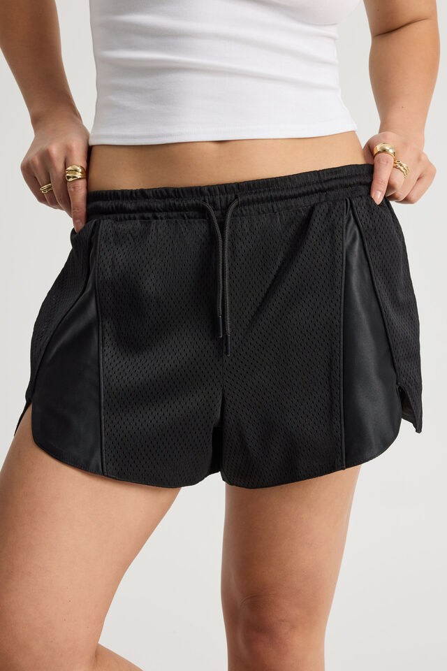 Panelled Basketball Short, BLACK_BLACK STEALTH