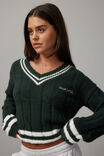 Addison Cable V Neck Jumper, IVY GREEN/NEW YORK - alternate image 3