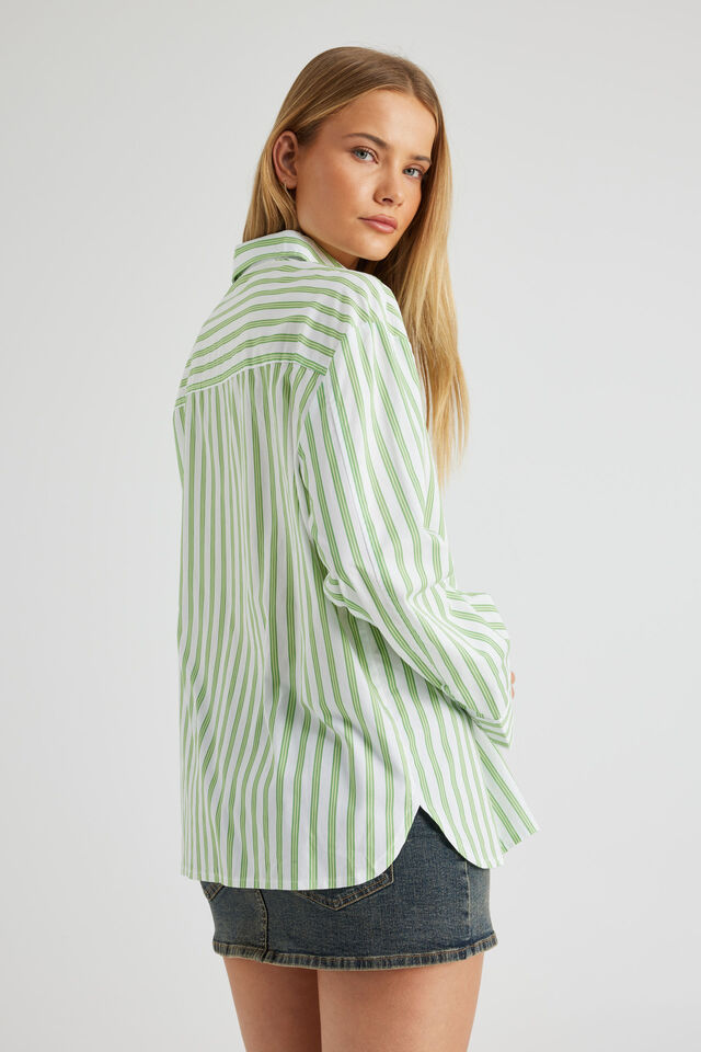 Oversized Shirt, GREEN STRIPE
