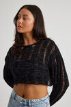 Alana Knit Crop Jumper, BLACK - alternate image 4