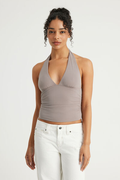 Soft Washed Halter Top, MUSHROOM