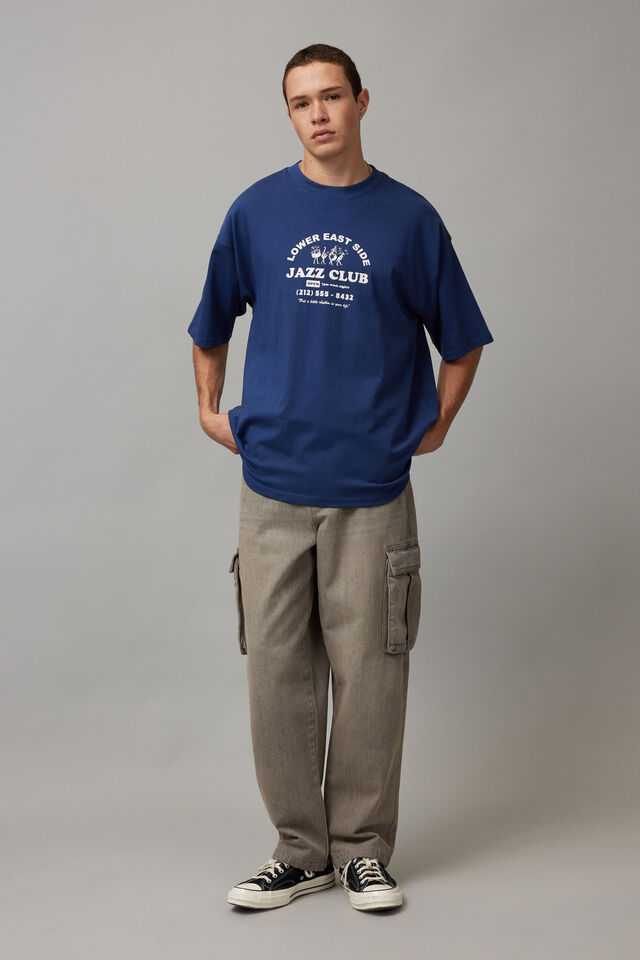 Heavy Weight Box Fit Graphic Tshirt, ACADEMY BLUE/JAZZ CLUB