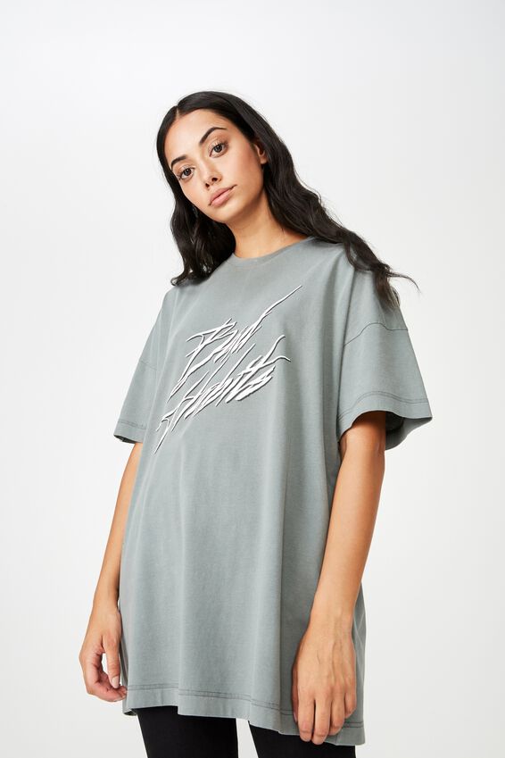 Washed Graphic T Shirt, GUNMETAL_BAD HABITS