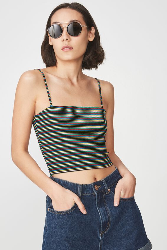 Ribbing Cami 2, DANCING STRIPE_BLACK