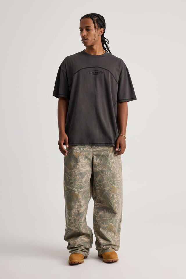 Half Half Oversized T Shirt, HH SLATE/HALF HALF SEAM