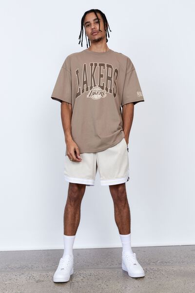 Oversized Nba T Shirt, LCN NBA DESERT TAUPE/LAKERS CURVE