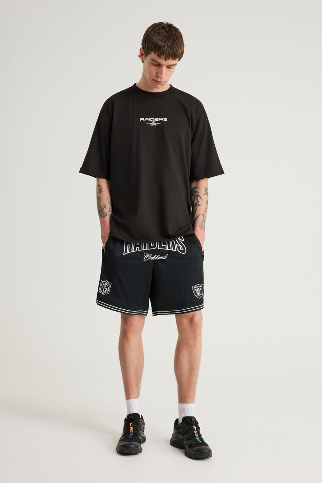 Nfl Basketball Short, LCN NFL BLACK WHITE / COLLEGIATE RAIDERS