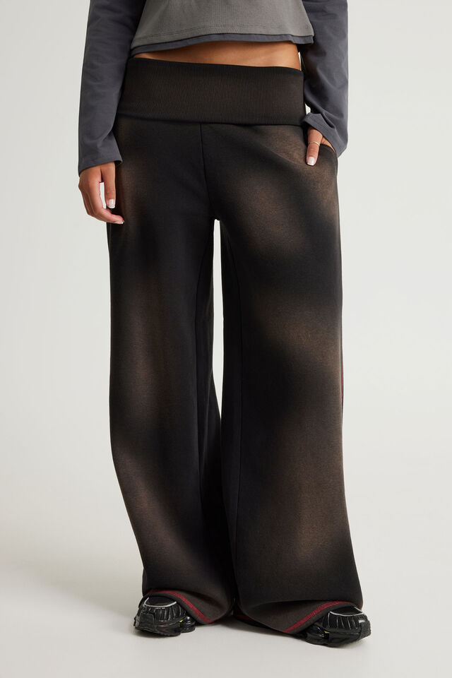 Wide Waistband Trackpant, NTN SUN FADED BLACK