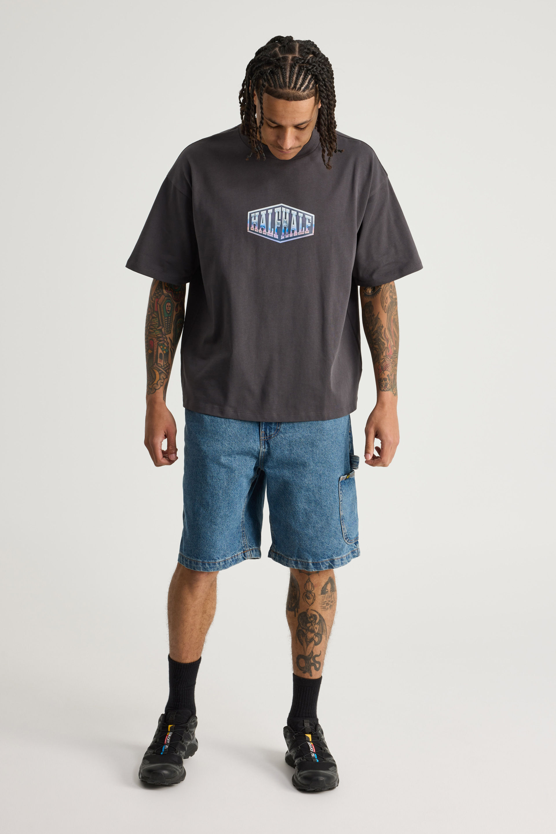 Half Half Painter Baggy Denim Short