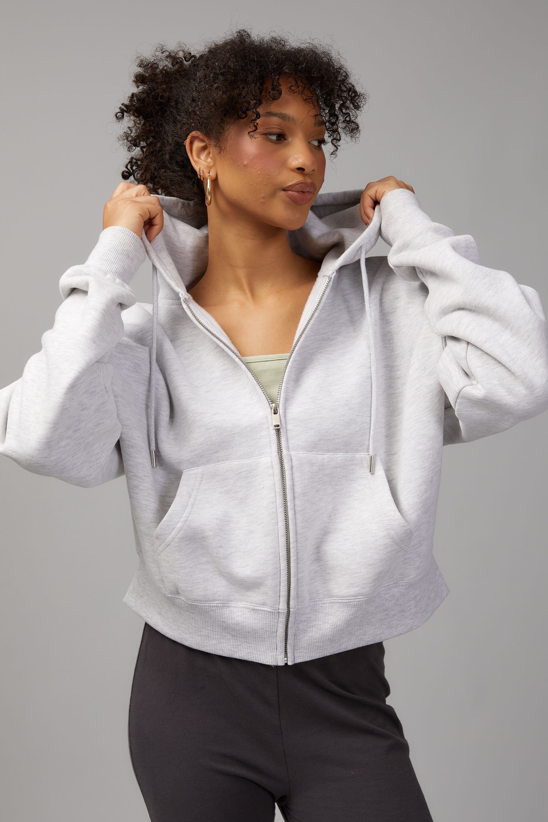Relaxed Zip Through Hoodie
