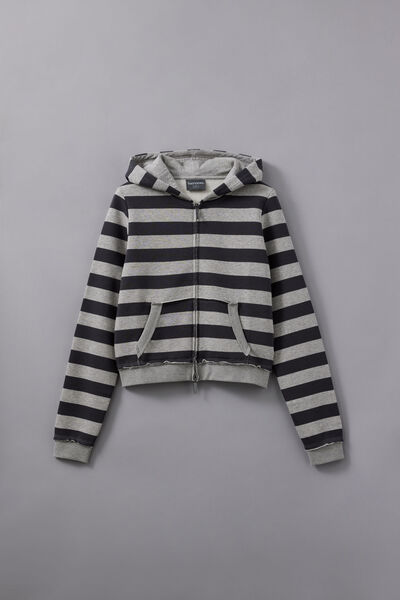 Notion Fitted Zip Through Hoodie, NTN SLATE STRIPE/SLEAZE