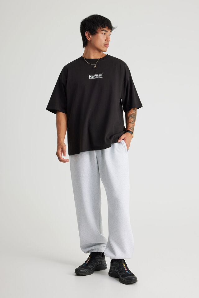 Baggy Cuffed Trackpant, SILVER MARLE