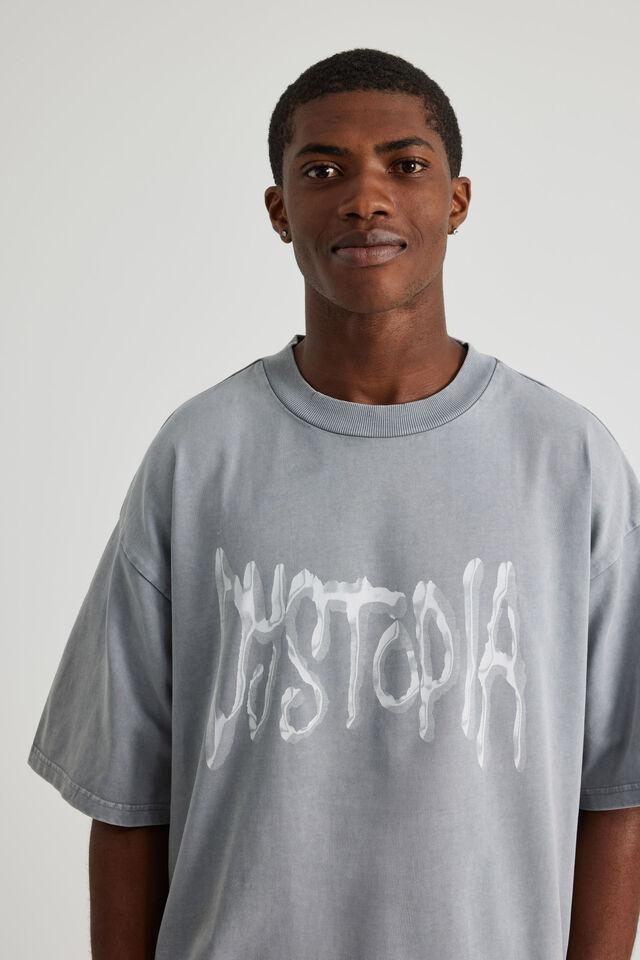 Notion Heavy Weight Box Fit Graphic Tshirt, NTN WASHED CONCRETE/DYSTOPIA