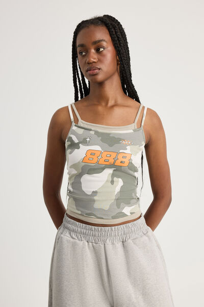 Layered Graphic Cami, WASHED CAMO/ANGEL 888