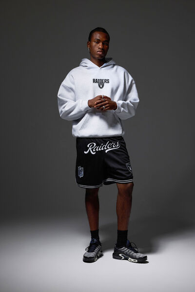 Nfl Basketball Short, LCN NFL BLACK/RAIDERS STRIPE HEM CLASSIC