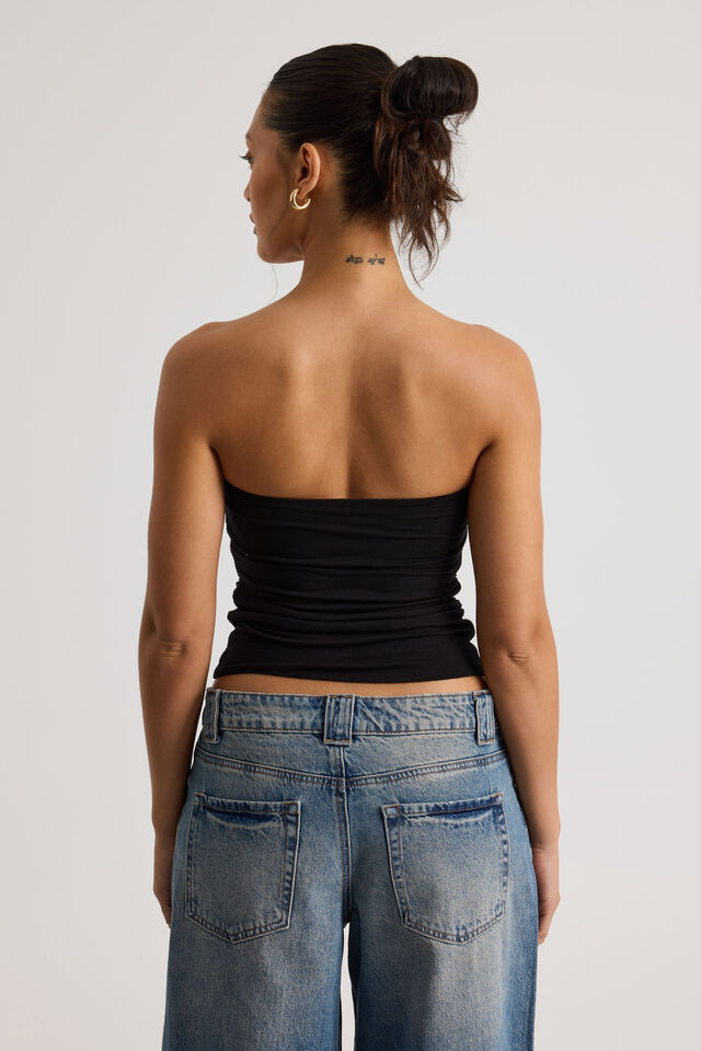 Leni Longline Gathered Bandeau, BLACK