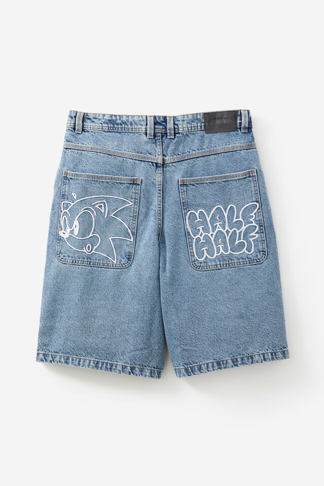 Sonic X Half Half El Grande Denim Short, LCN SEG CLASSIC BLUE/SONIC THE HEDGEHOG