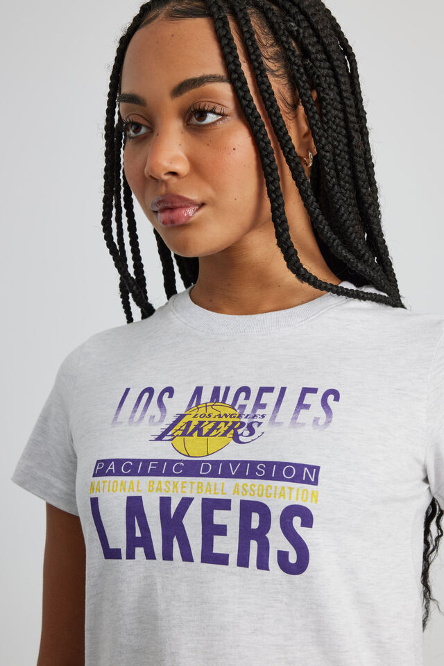 Lcn Nba Cotton Graphic Tee, LCN NBA SILVER MARLE/LA LAKERS